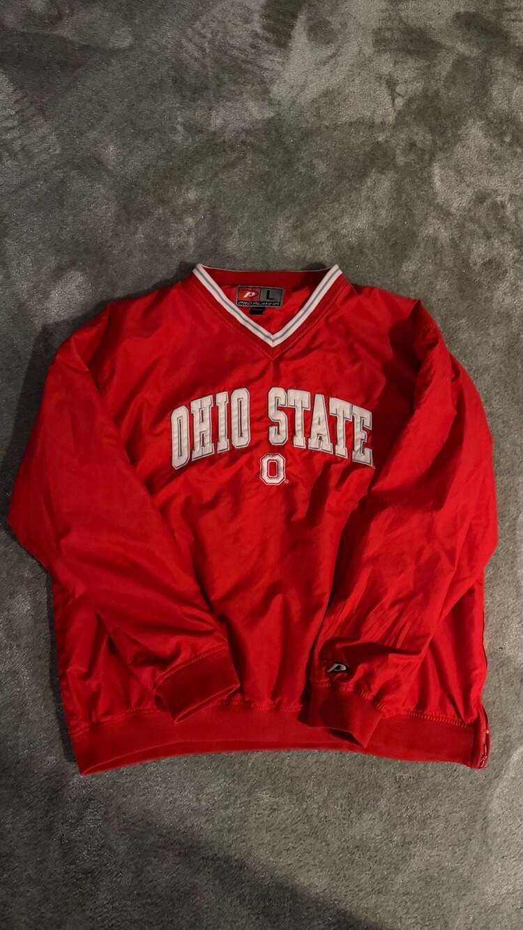 Vintage Ohio State Buckeyes Pro Player V-Neck Pullover Windbreaker Jacket
